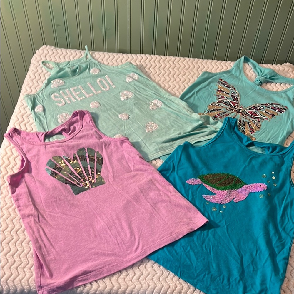 Cat & Jack, Justice, Children’s Place shiny girls’ tank bundle size 10/12/14